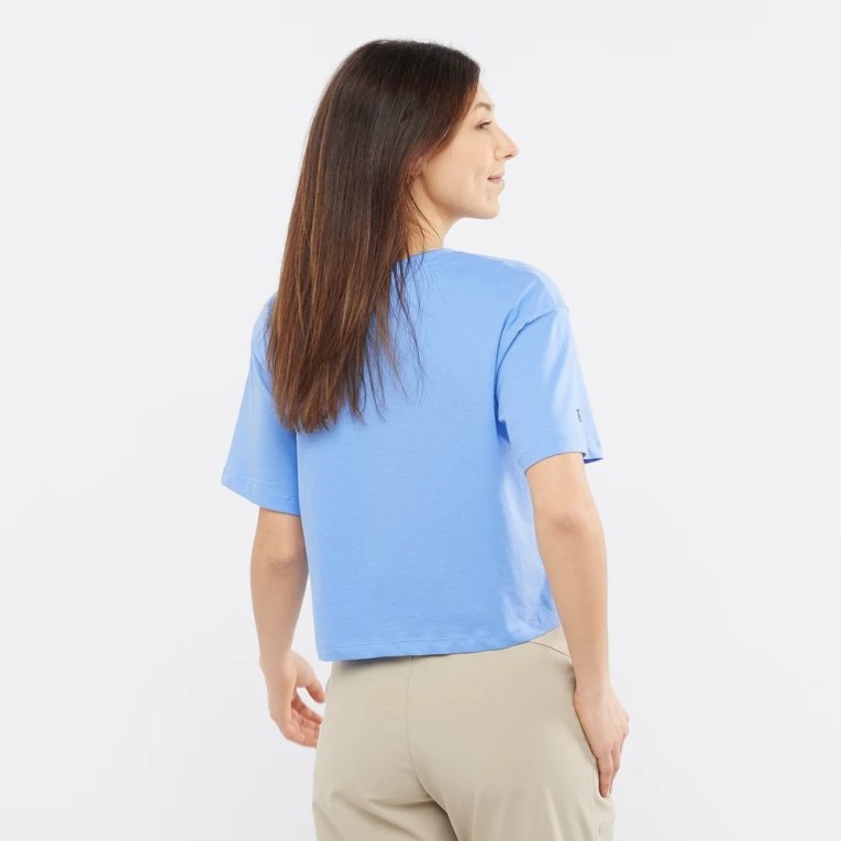 Light Blue Salomon Outlife Crop Logo Short Sleeve Women's T-Shirts | PH 65317Z